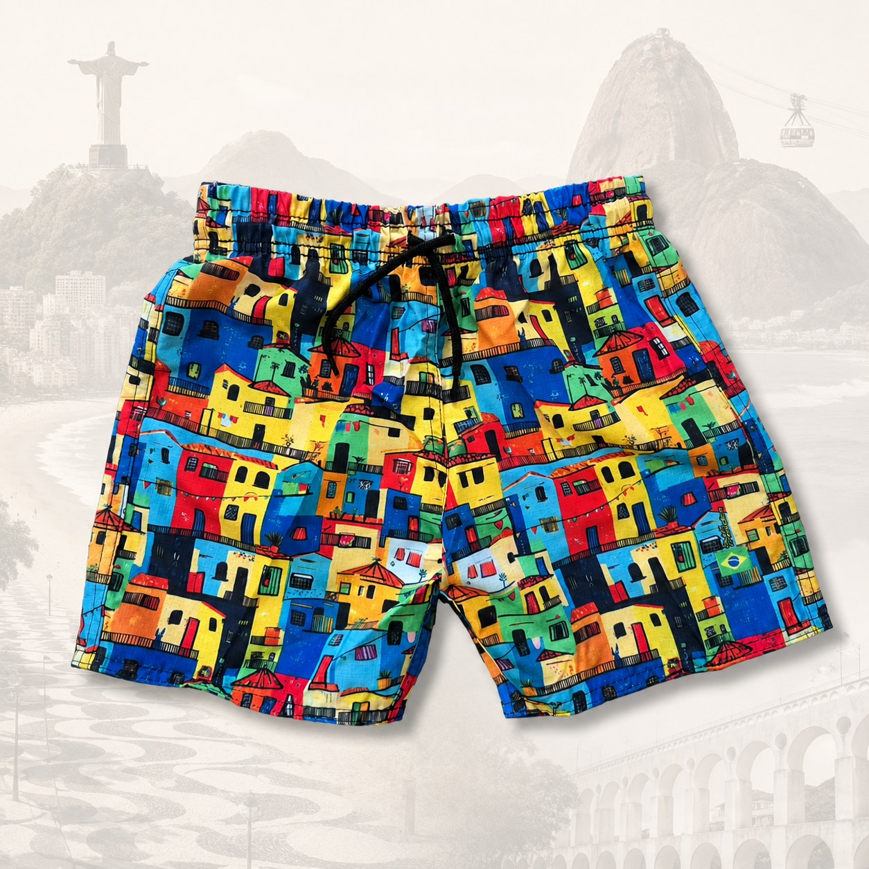 Short Favela Pop — fundo claro do Rio