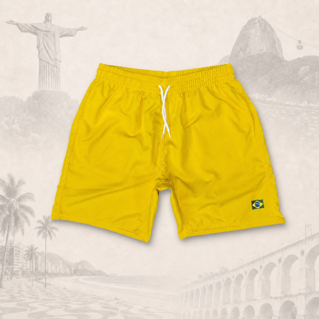 Short Essential Canarinho — fundo claro do Rio