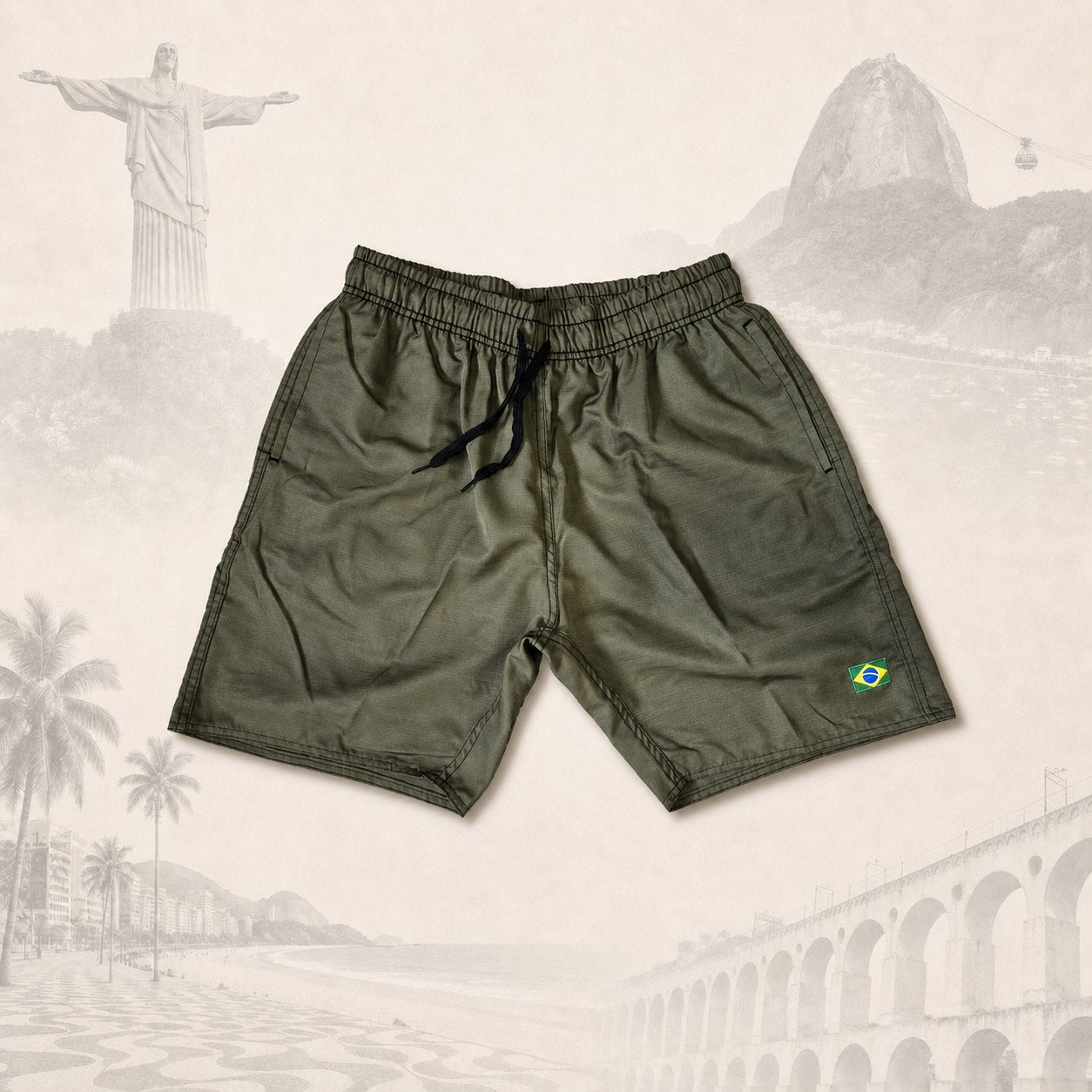 Short Essential Oliva — fundo claro do Rio