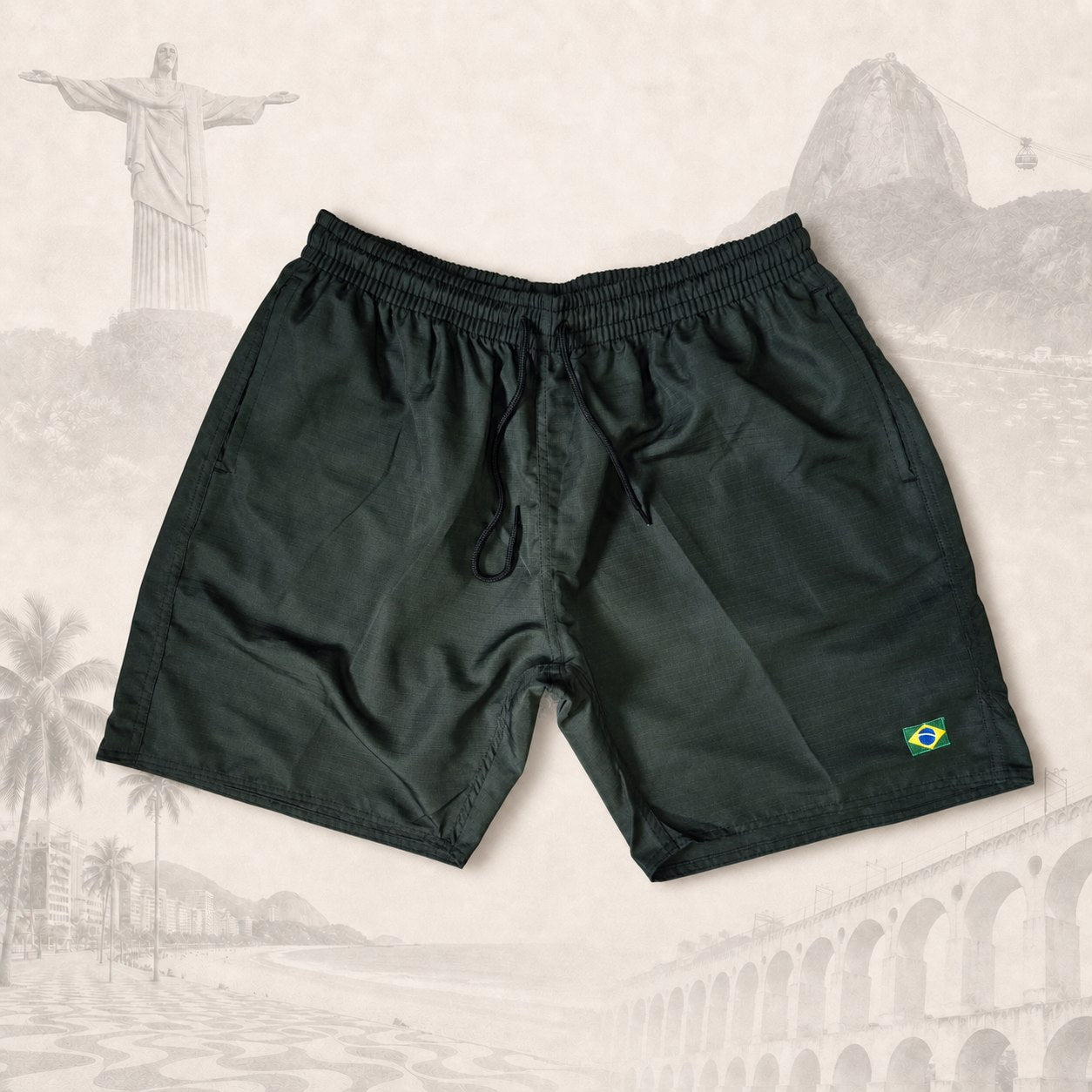 Short Essential Musgo — fundo claro do Rio