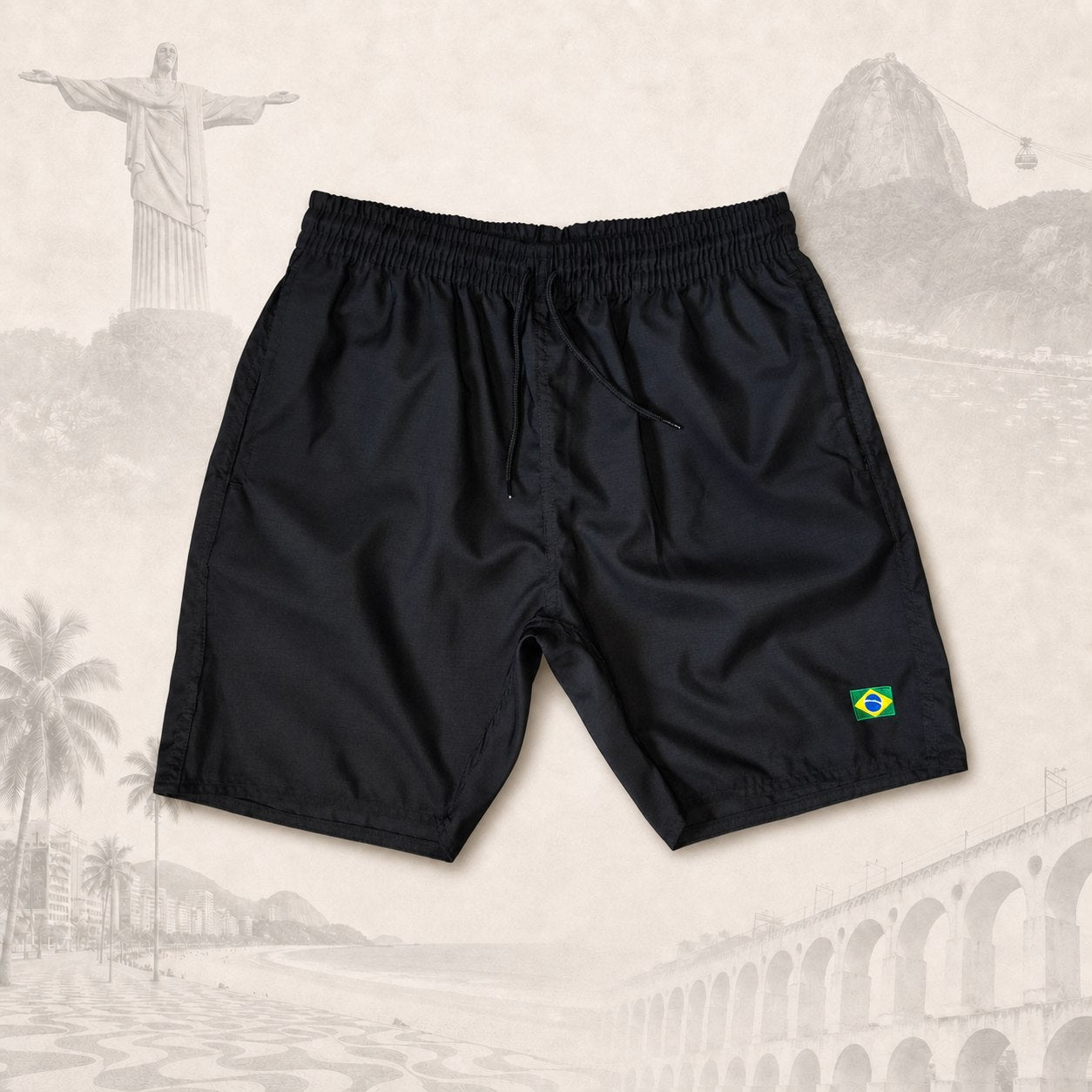 Short Essential Black Core — fundo claro do Rio