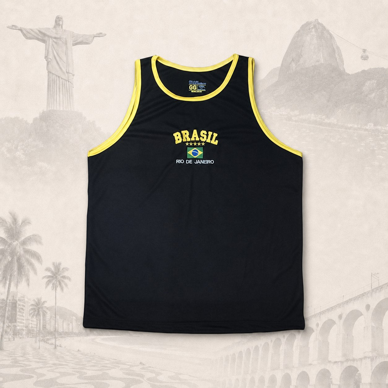 Regata Brasil Black — fundo claro do Rio