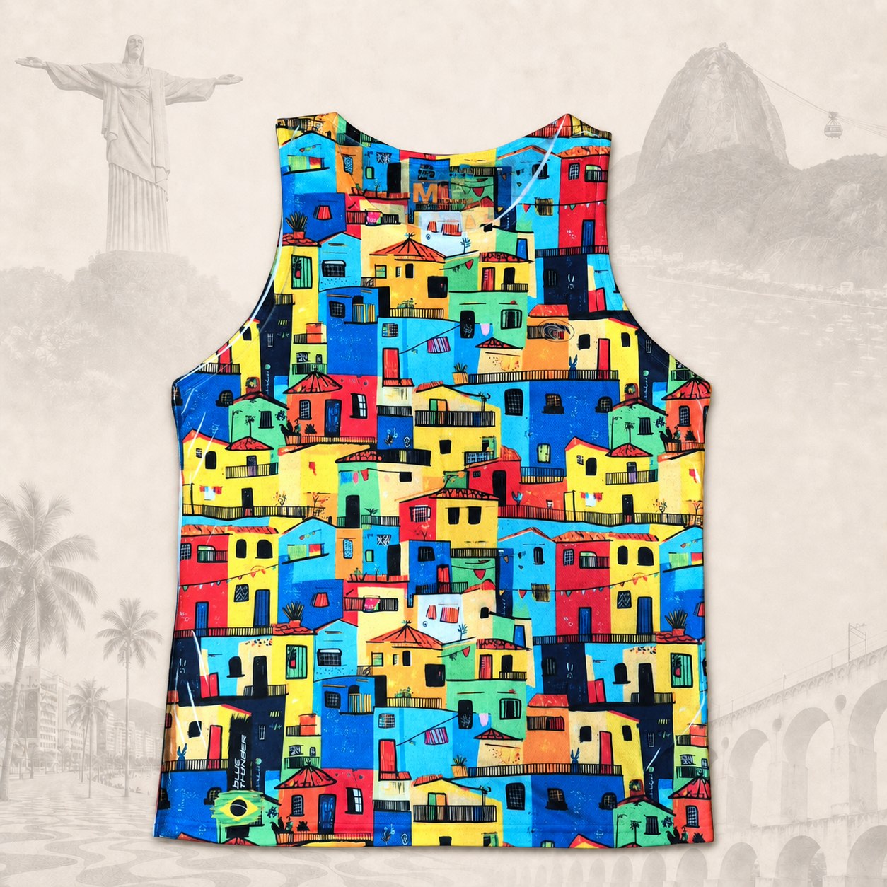 Regata Favela Colors — fundo claro do Rio